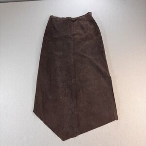 Ventilo Leather Suede Midi Skirt Size 38 Brown  Boho Western Coastal Cowgirl
